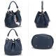 Navy Drawstring Bucket Bag	