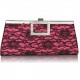 Fuchsia Elegant Floral Satin Lace Clutch Bag