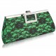 Green Elegant Floral Satin Lace Clutch Bag