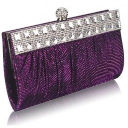 Purple Ruched Satin Clutch