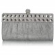 Silver Ruched Satin Clutch