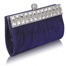 Blue Ruched Satin Clutch