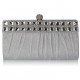 White Ruched Satin Clutch