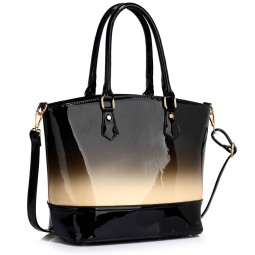 Silver Patent Two Tone Handbag