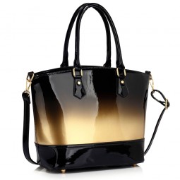 Gold Patent Two Tone Handbag